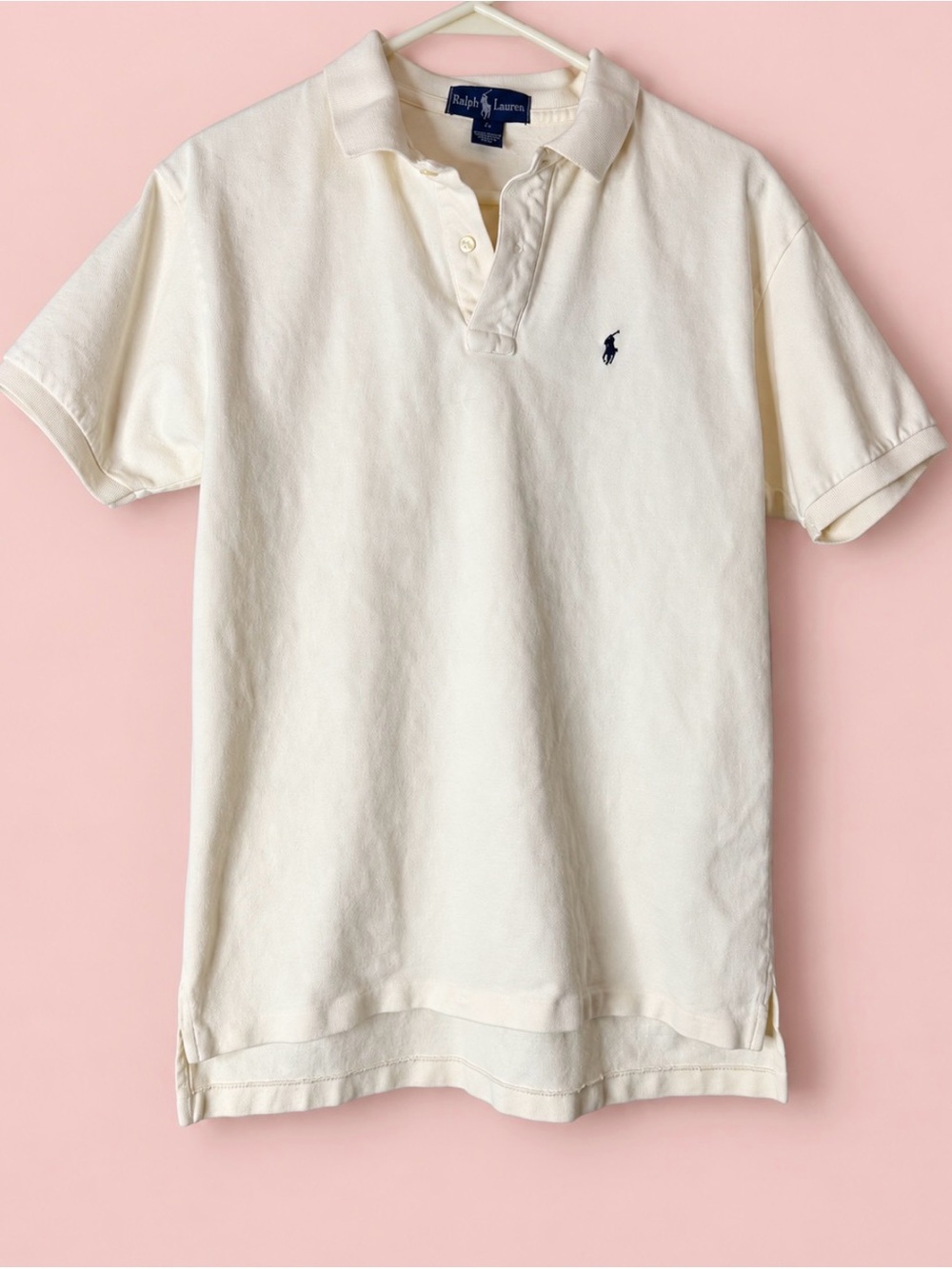 Vintage Ralph Lauren Cream Polo Shirt Size Large
